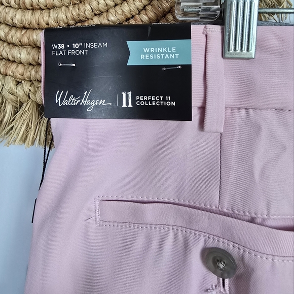 Walter Hagen, NWT, Perfect 11 Raspberry Pink Seersucker Golf Shorts, Size 38 - Picture 9 of 14